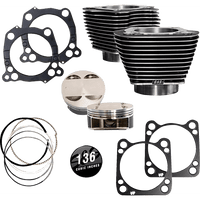 S&S CYCLE 136 " Big Bore Cylinder Kit -Black Granite/ Highlighted Fins M8