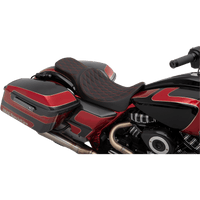 DRAG SPECIALTIES Predator 2-Up Seat Double Diamond Red Stitching FL '08-'23