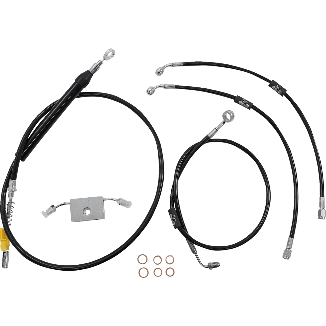 LA CHOPPERS Handlebar Cable/Brake Line Kit Quick Connect 15" 17" Ape Hanger Handlebars Black Vinyl LA8157KT16B