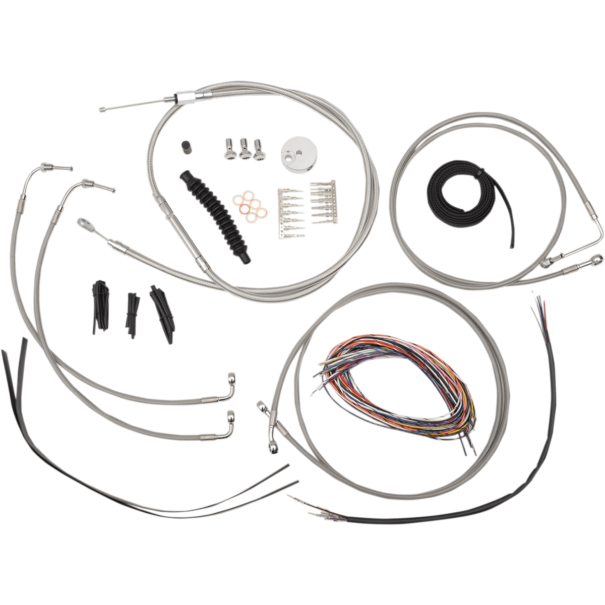 LA CHOPPERS Handlebar Cable/Brake Line Kit Complete 12" 14" Handlebars Stainless LA8050KT213