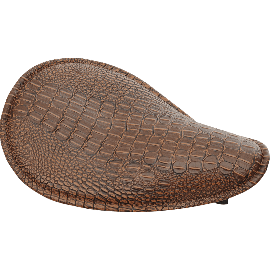 DRAG SPECIALTIES Seat Spring Solo Low-Profile Small Faux Alligator/Brown Stitching