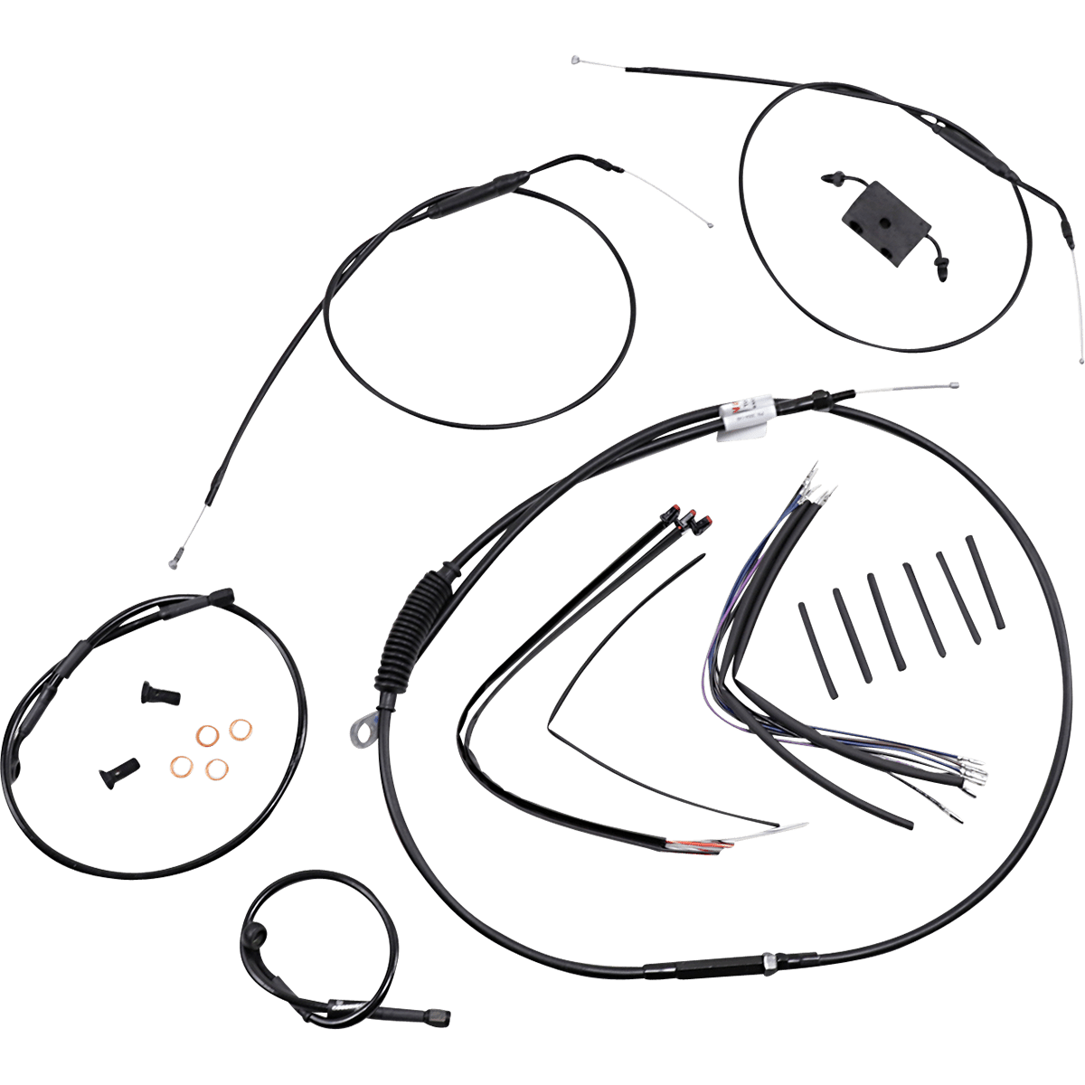 BURLY BRAND Handlebar Cable and Brake Line Kit Extended Sportsters 12" Ape Hanger Handlebars ABS B301229