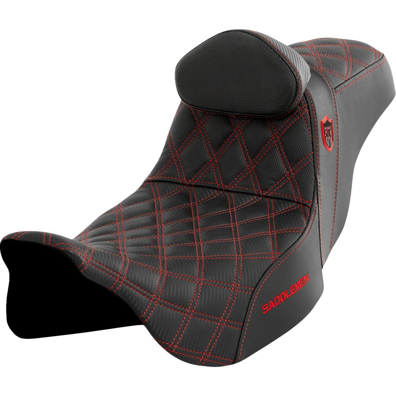 SADDLEMEN Pro Series SDC Performance Seat with Backrest Red Stitch FLH/FLT '08-'23 SC80807REDRT