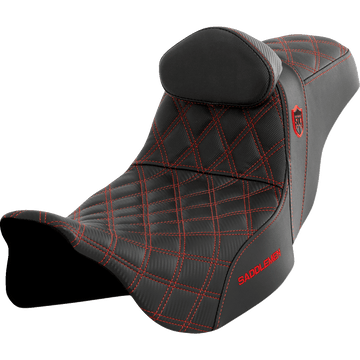 SADDLEMEN Pro Series SDC Performance Seat with Backrest Red Stitch FLH/FLT '08-'23 SC80807REDRT