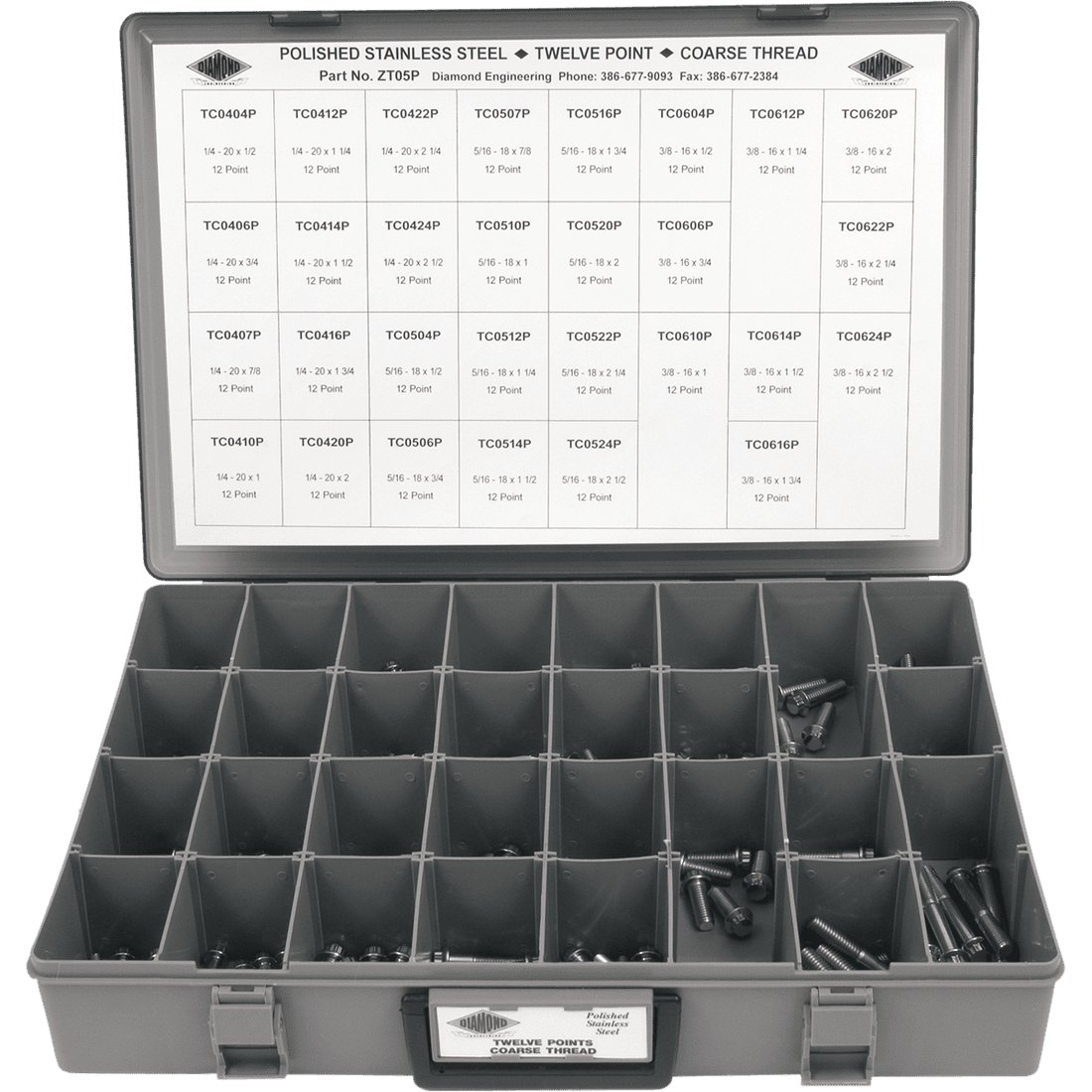 DIAMOND ENGINEERING Bolt Assortment 12-Point Coarse Short