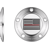 FIGURATI DESIGNS Timing Cover 5 Hole Red Line American Flag Stainless Steel FD73TC5HSS