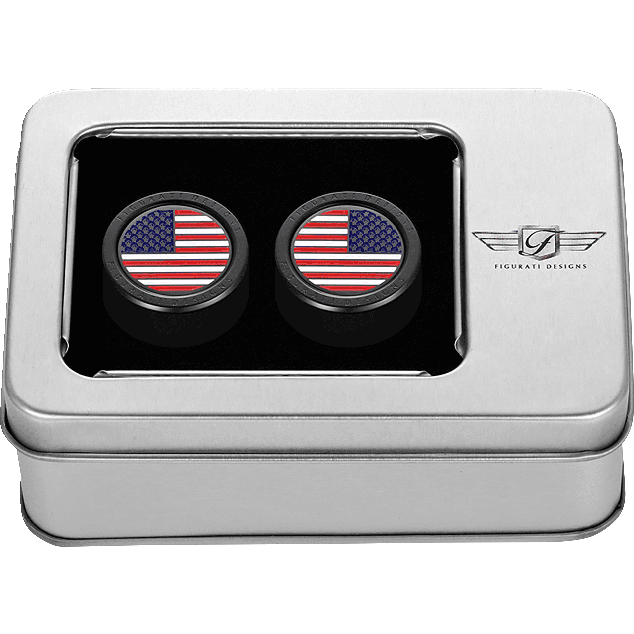 FIGURATI DESIGNS Docking Hardware Covers American Flag Black FD21DC2730BK