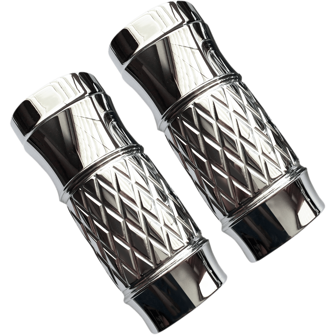 EDDIE TROTTA DESIGNS Fork Slider Covers Platinum-Cut Chrome Extended +2" TC965