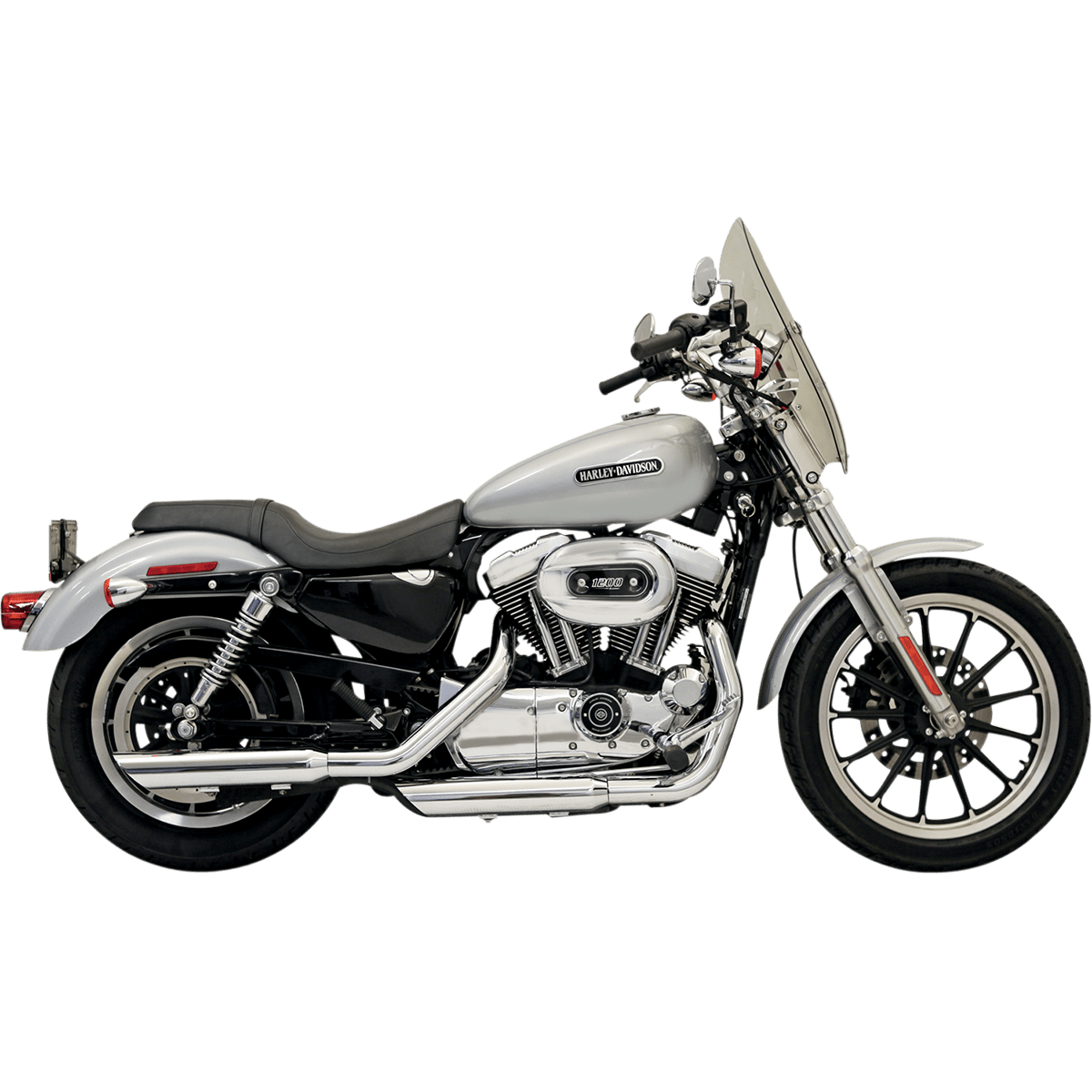 BASSANI XHAUST 3" Mufflers Chrome Slash-Down Sportster '04-'13 1X17B