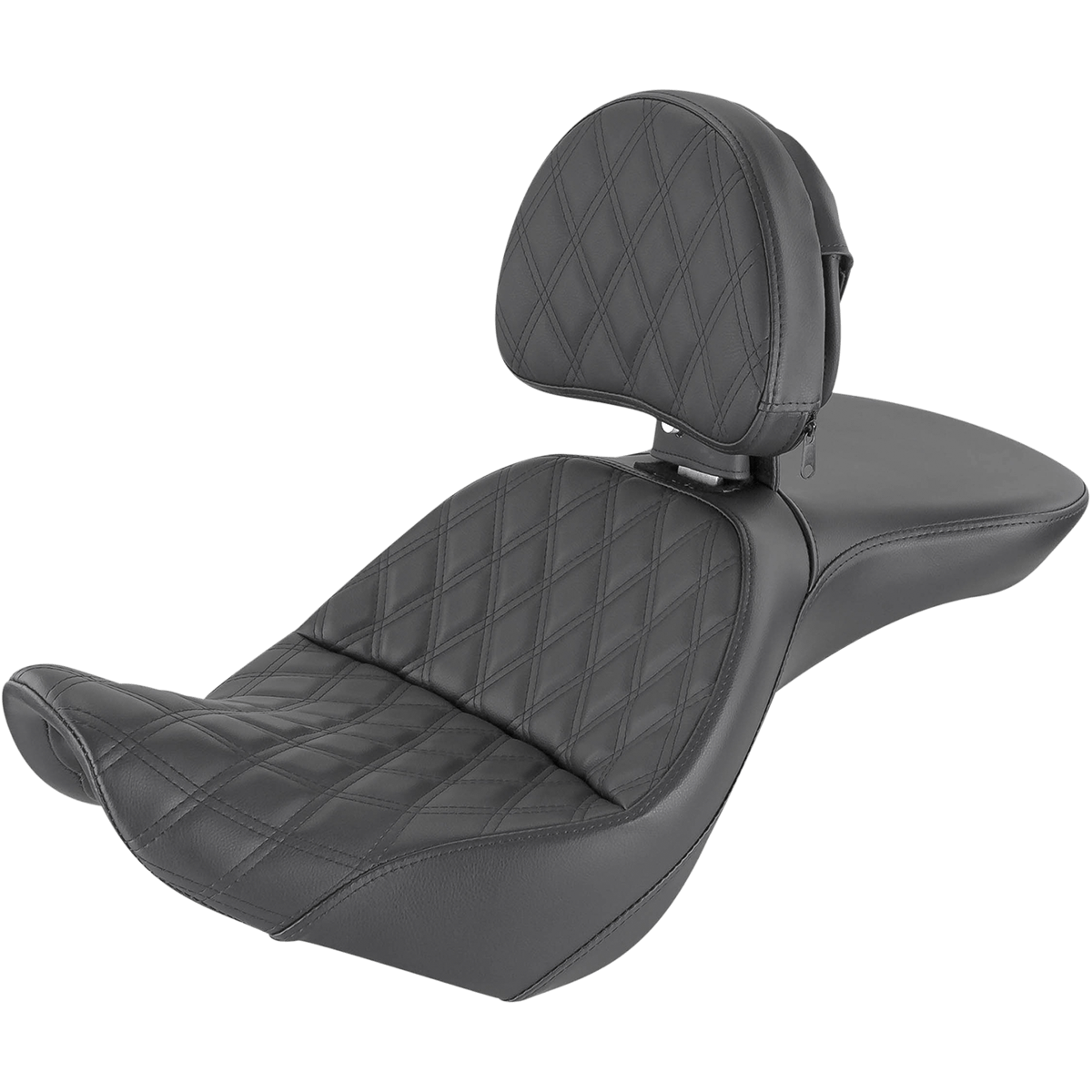 SADDLEMEN Explorer Seat With Backrest Lattice Stitched Black FXST 80612030LS