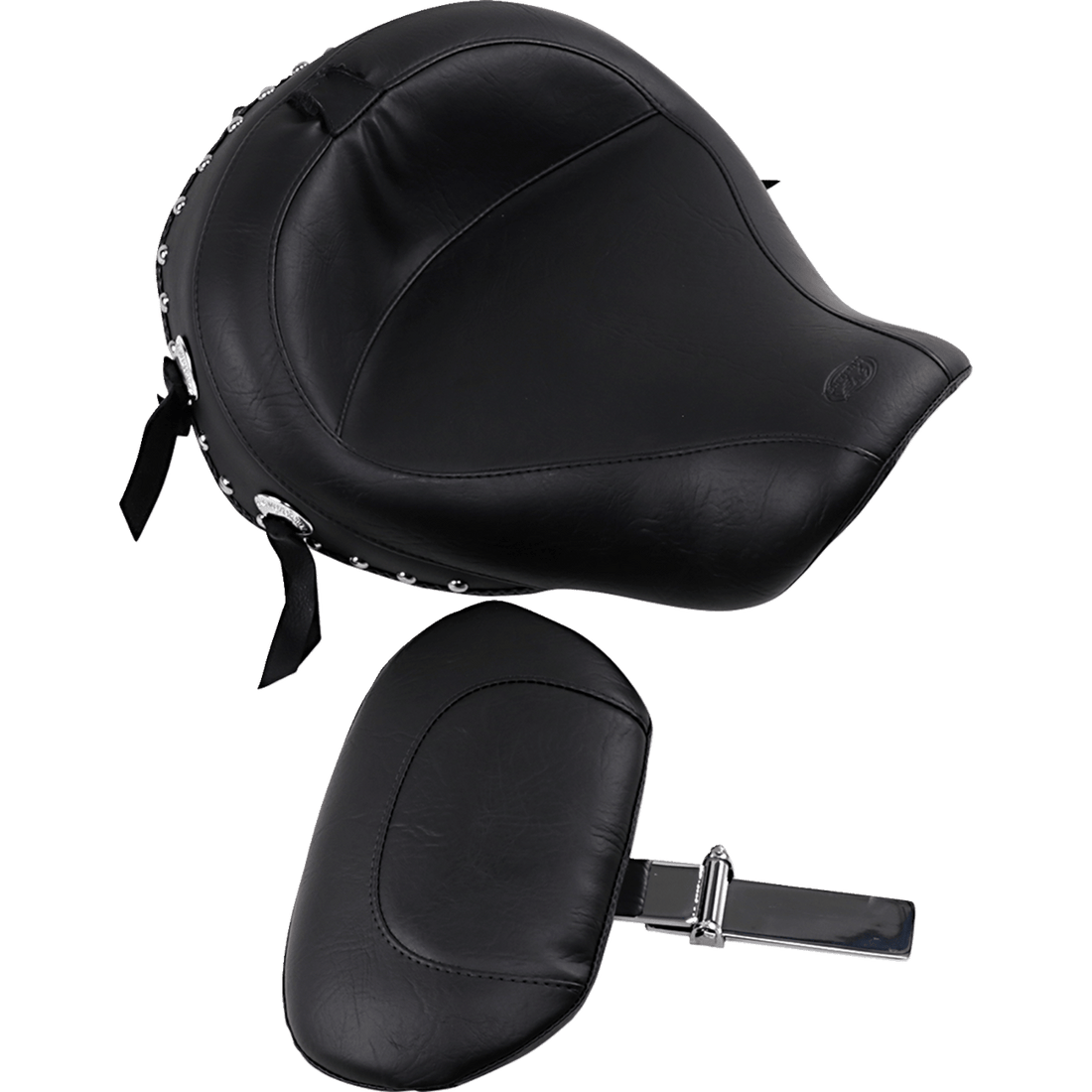 MUSTANG Wide Solo Seat With Backrest Black Studded W/Concho FXD '06-'17 79346