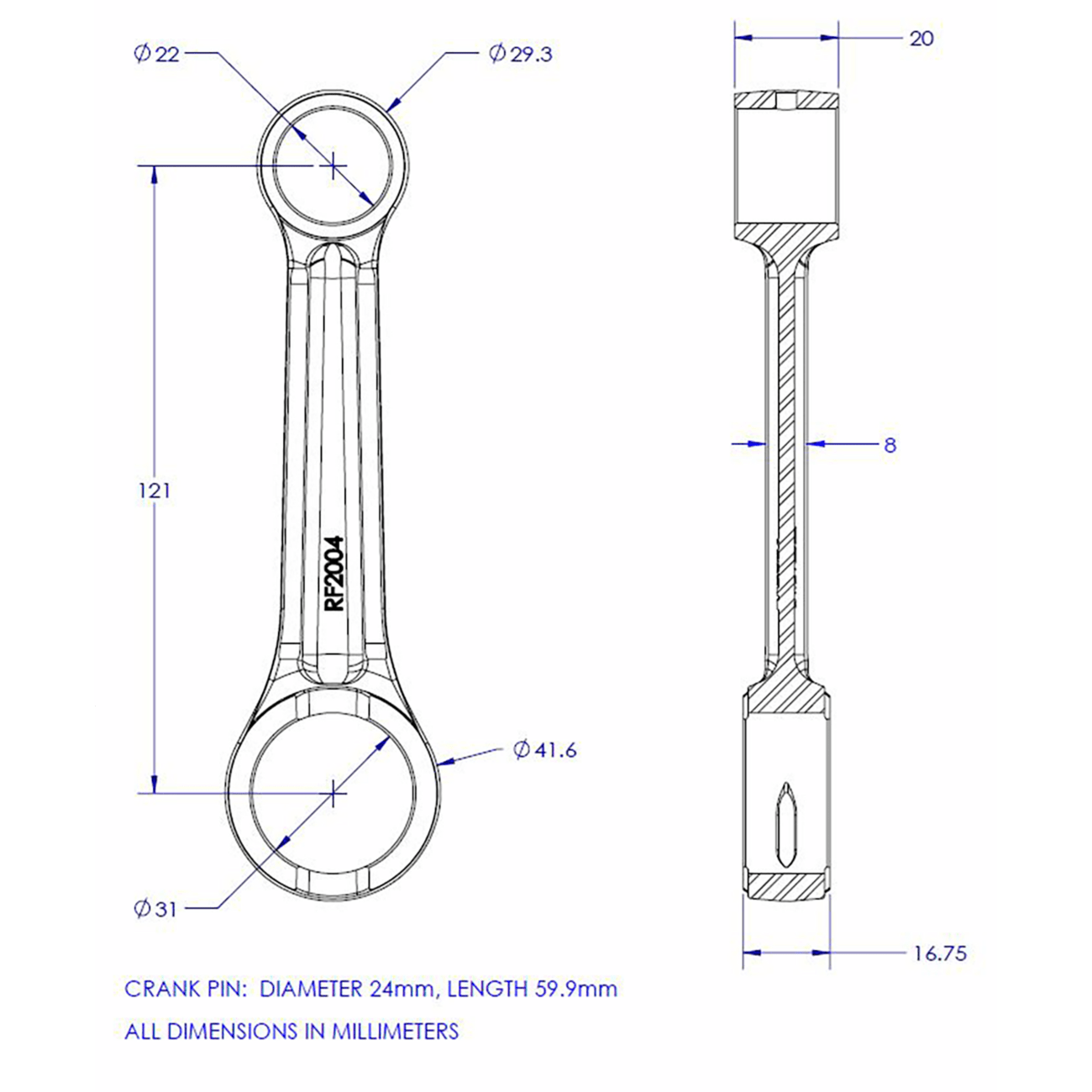 VINTCO Connecting Rod Kit KR2034