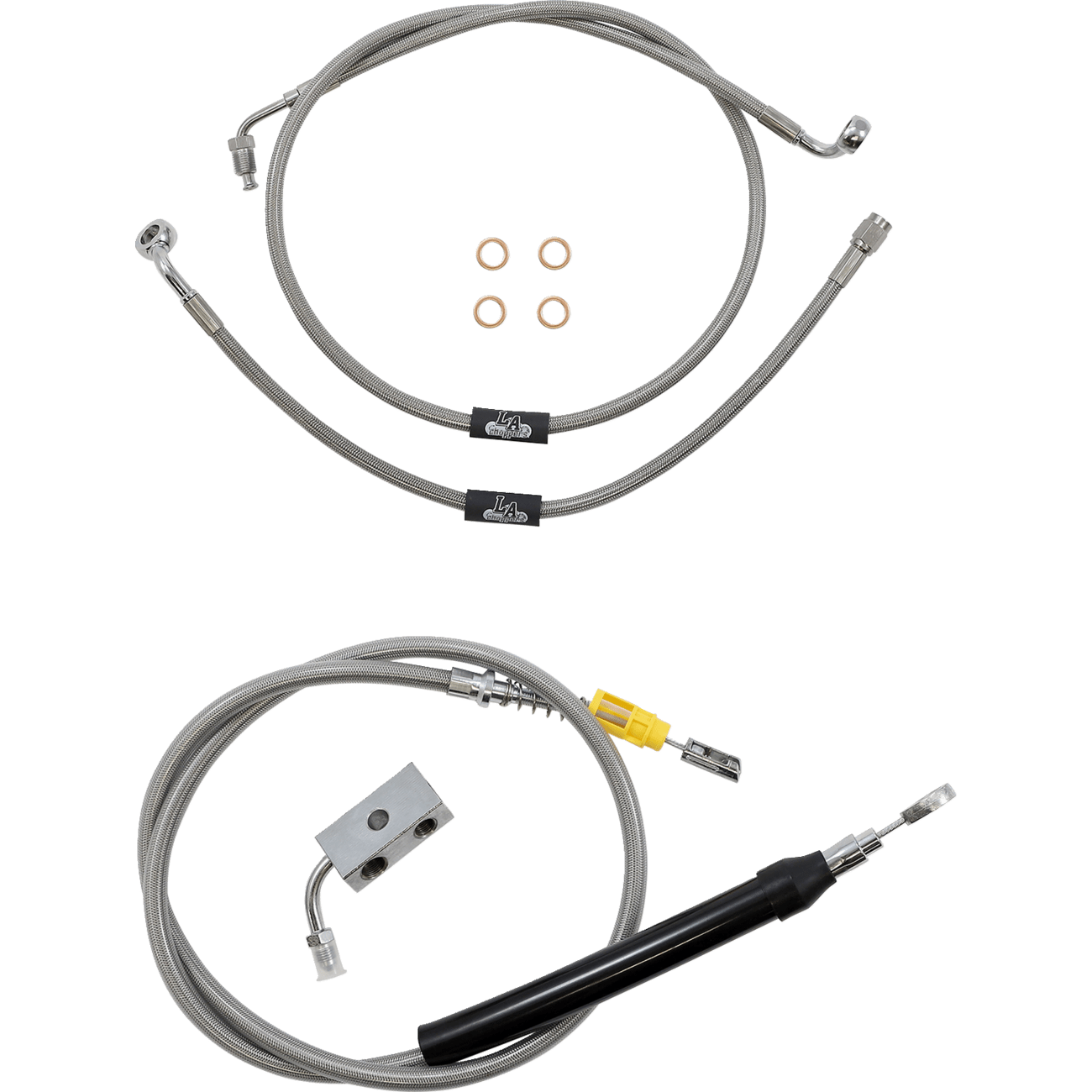 LA CHOPPERS Handlebar Cable/Brake Line Kit 18" 20" Ape Hanger Handlebars Stainless Steel LA8155KT19