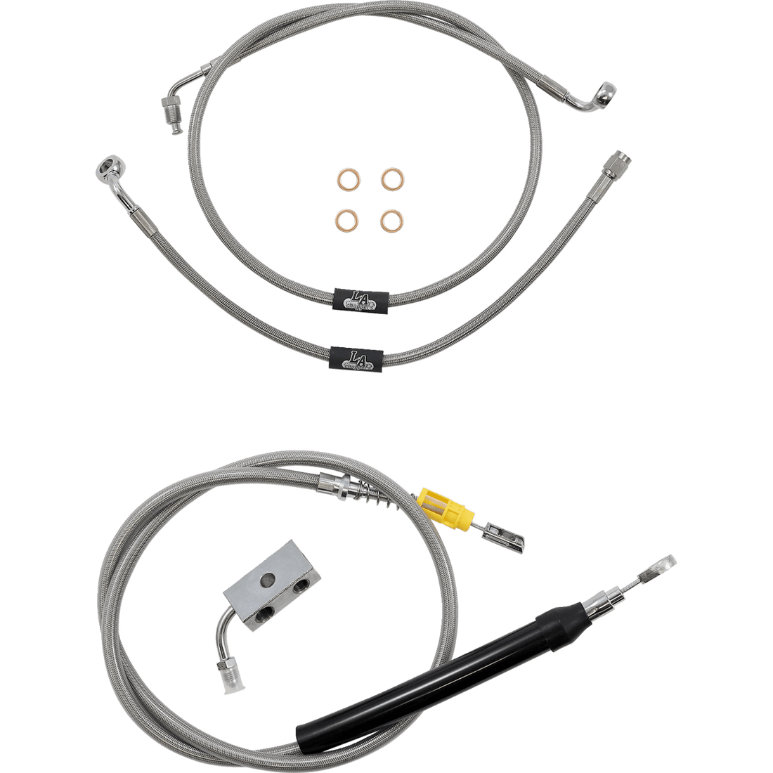 LA CHOPPERS Handlebar Cable/Brake Line Kit 18" 20" Ape Hanger Handlebars Stainless Steel LA8155KT19