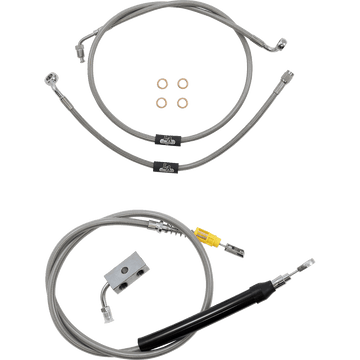 LA CHOPPERS Handlebar Cable/Brake Line Kit 18" 20" Ape Hanger Handlebars Stainless Steel LA8155KT19