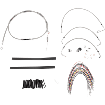 BURLY BRAND Handlebar Cable/Brake Line Kit Complete 13" Ape Hanger Handlebars Stainless Steel