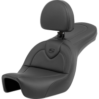 SADDLEMEN Roadsofa™ Seat with Backrest Black/Black Stitching FXD '06-'17 80604187BR