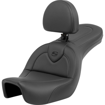 SADDLEMEN Roadsofa™ Seat with Backrest Black/Black Stitching FXD '06-'17 80604187BR