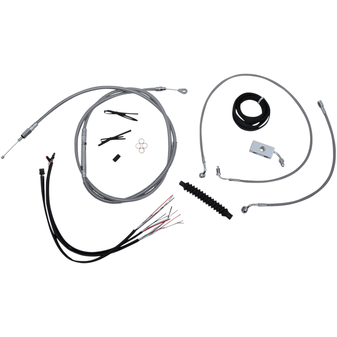 LA CHOPPERS Handlebar Cable/Brake Line Kit Complete 15" 17" Handlebars Stainless LA8152KT216