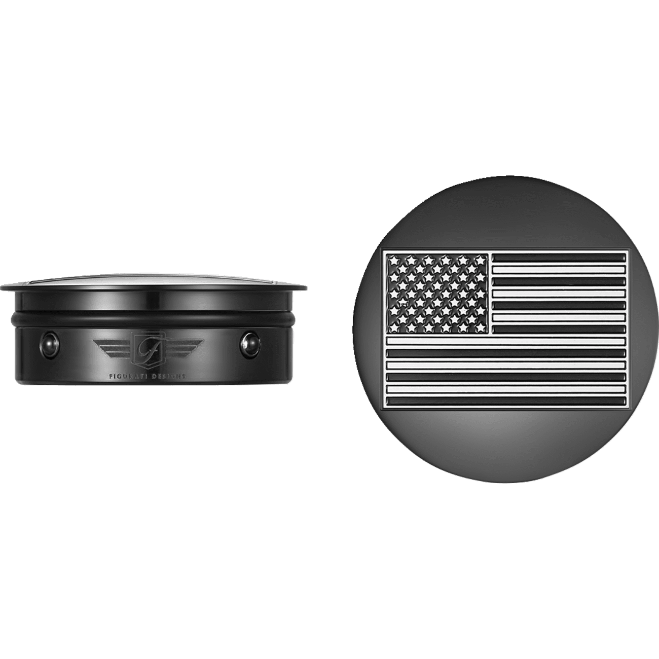 FIGURATI DESIGNS Swing Arm Covers Black Contrast Cut American Flag Custom Reversed Black FD26RAFCCBK