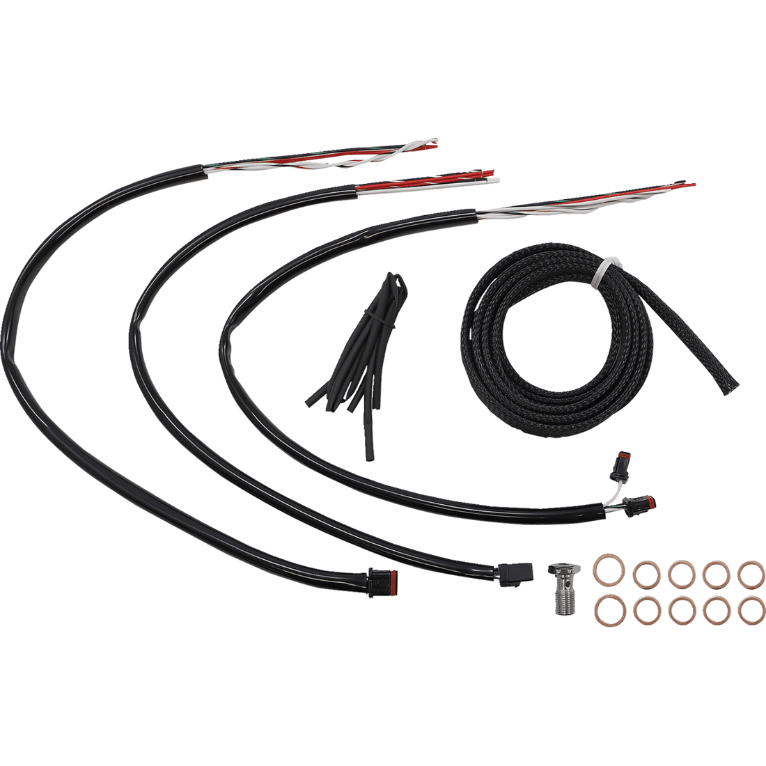 LA CHOPPERS Handlebar Cable/Brake Line Kit Complete 12" 14" Handlebars Black Vinyl LA8056KT213B