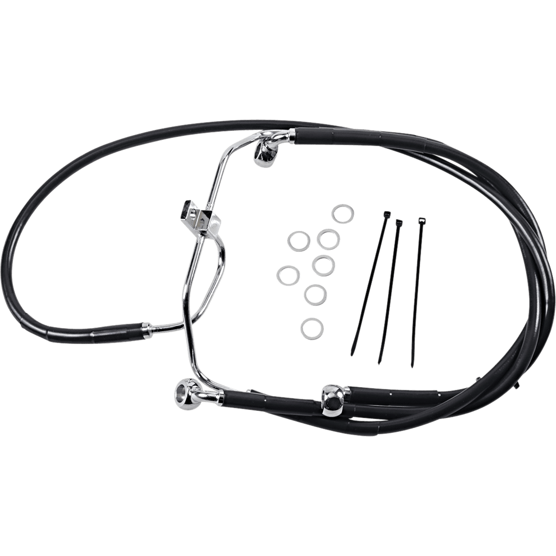 DRAG SPECIALTIES Brake Line Front Black +10" FXDF '08-'17