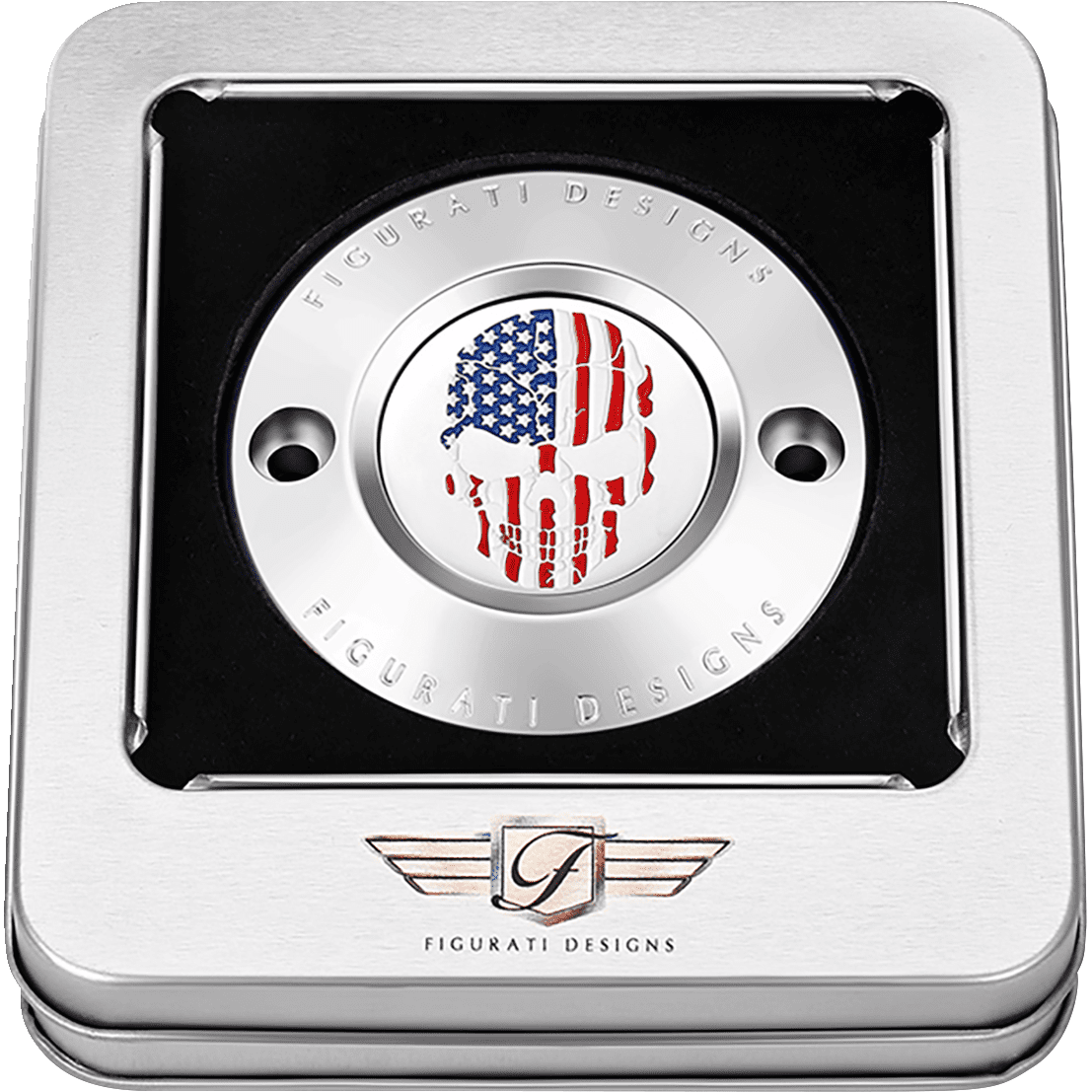 FIGURATI DESIGNS Timing Cover 2 Hole Skull Stainless Steel FD24TC2HSS