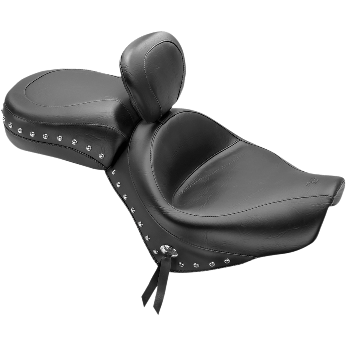 MUSTANG Seat Wide Touring With Driver Backrest Two-Piece Chrome Studded Black w/Conchos 79470