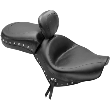 MUSTANG Seat Wide Touring With Driver Backrest Two-Piece Chrome Studded Black w/Conchos 79470