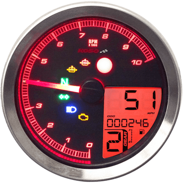 KOSO NORTH AMERICA TNT-04 Multi-Function Meter Silver Bezel 3.30" Diameter x 2.19" D BA051401