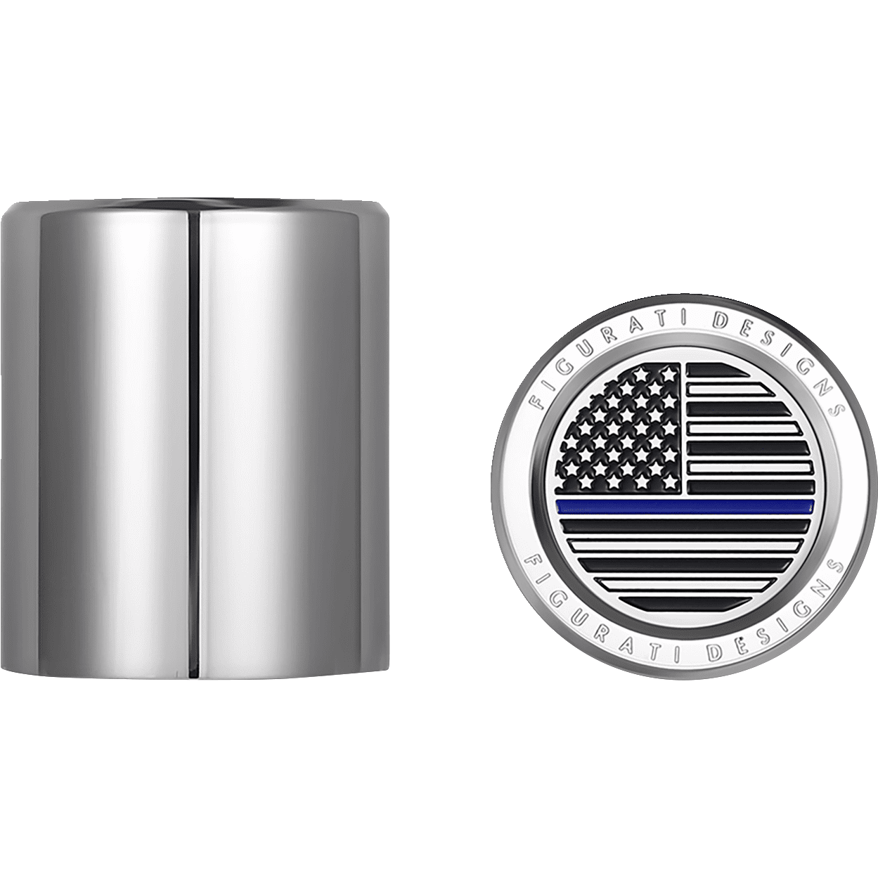 FIGURATI DESIGNS Docking Hardware Covers American Flag Blue Line Short Stainless Steel FD70DC2530SS