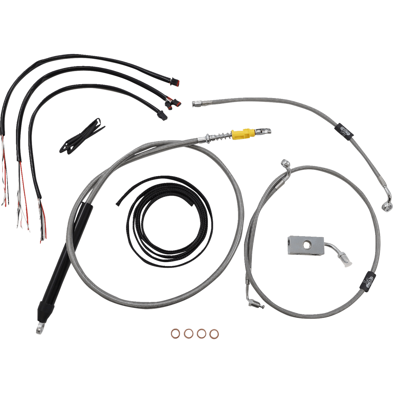 LA CHOPPERS Handlebar Cable/Brake Line Kit Quick Connect Complete 18" 20" Handlebars Stainless LA8155KT219