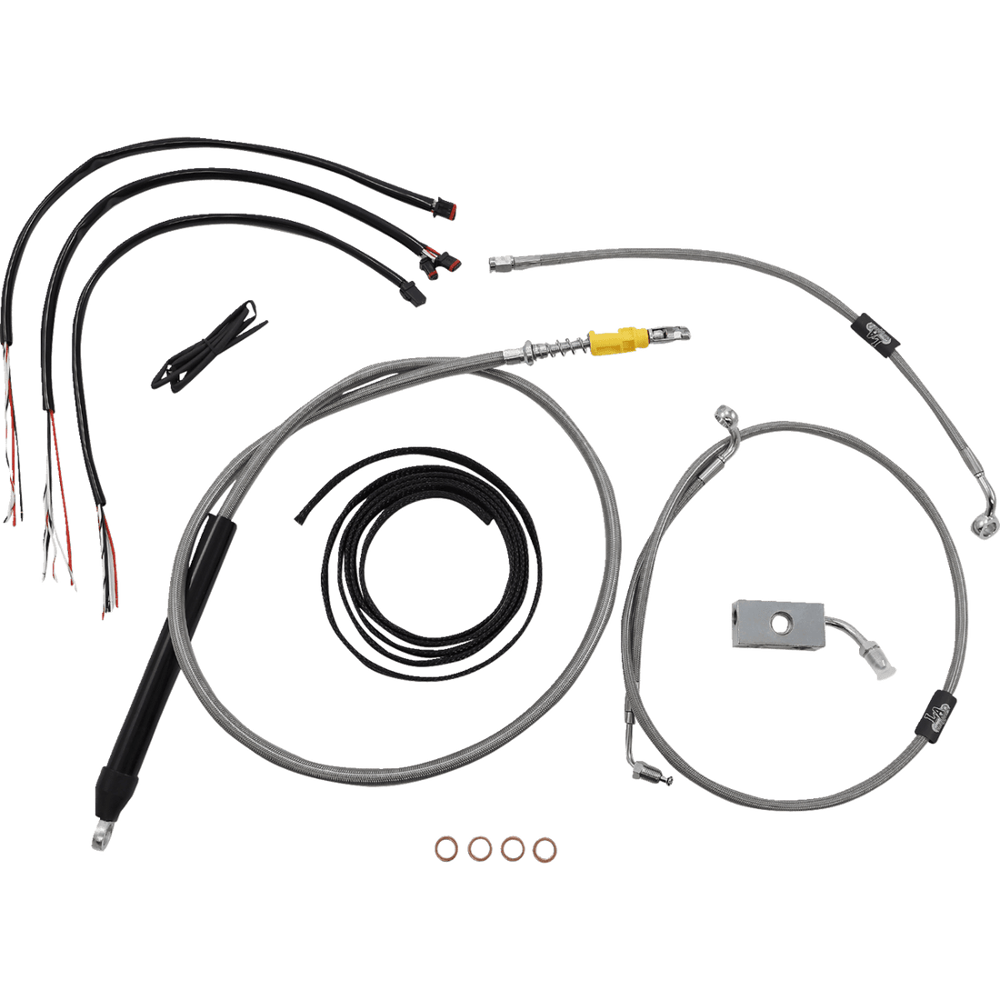 LA CHOPPERS Handlebar Cable/Brake Line Kit Quick Connect Complete 18" 20" Handlebars Stainless LA8155KT219