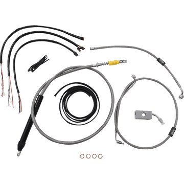 LA CHOPPERS Handlebar Cable/Brake Line Kit Quick Connect Complete 18" 20" Handlebars Stainless LA8155KT219