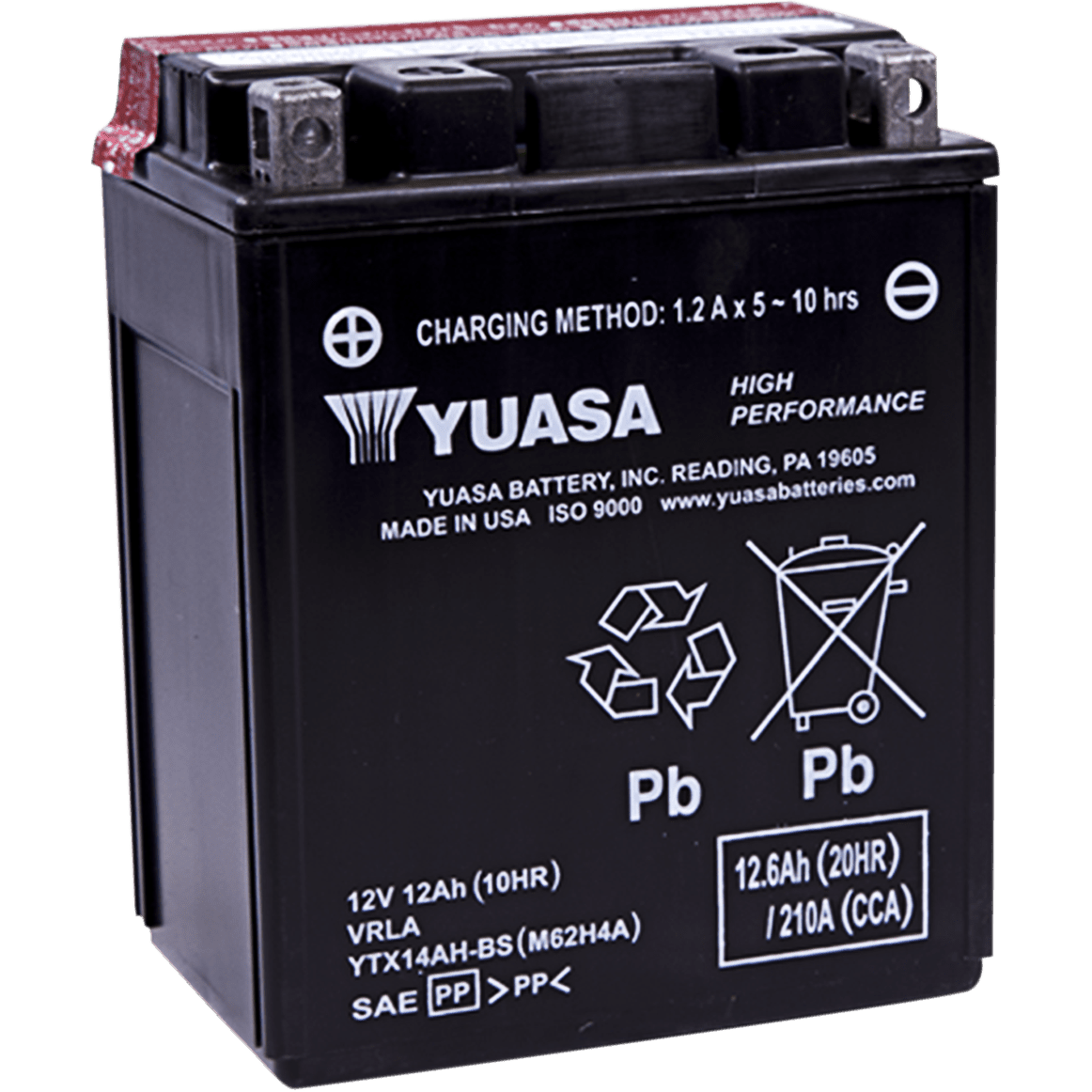 YUASA AGM Battery YTX14AH-BS .66 L YUAM62H4A