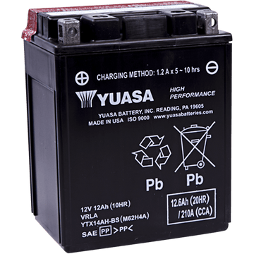 YUASA AGM Battery YTX14AH-BS .66 L YUAM62H4A