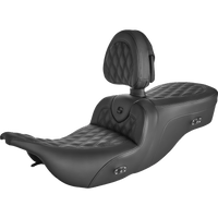 SADDLEMEN Roadsofa™ Seat without Backrest Full Lattice Stitch Heated '99-07 FL 89707182BRHC