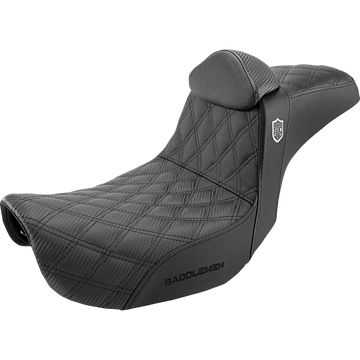 SADDLEMEN Pro Series SDC Performance Seat with Backrest Lattice Stitch/Lumbar Gripper FLD/FXD '06-'17 SC80604DBKRT