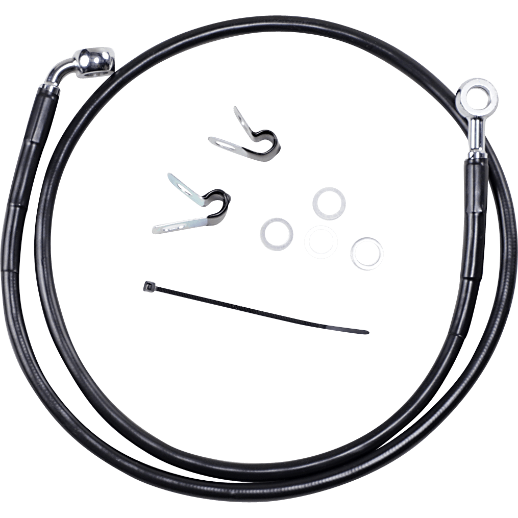 DRAG SPECIALTIES Brake Line Front Black +4" '04-'10 XL