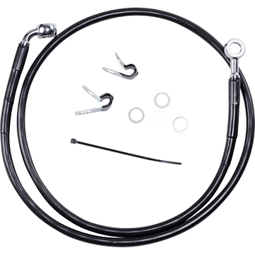 DRAG SPECIALTIES Brake Line Front Black +4" '04-'10 XL