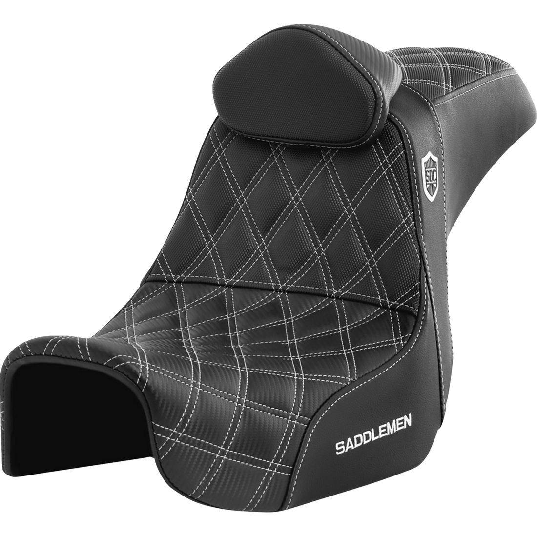 SADDLEMEN Pro Series SDC Performance Seat with Backrest White Stitch Dyna '06-'17 SC80604WHIRT