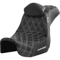 SADDLEMEN Pro Series SDC Performance Seat with Backrest White Stitch Dyna '06-'17 SC80604WHIRT