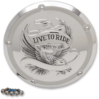 DRAG SPECIALTIES Live to Ride Derby Cover 5-Hole Chrome