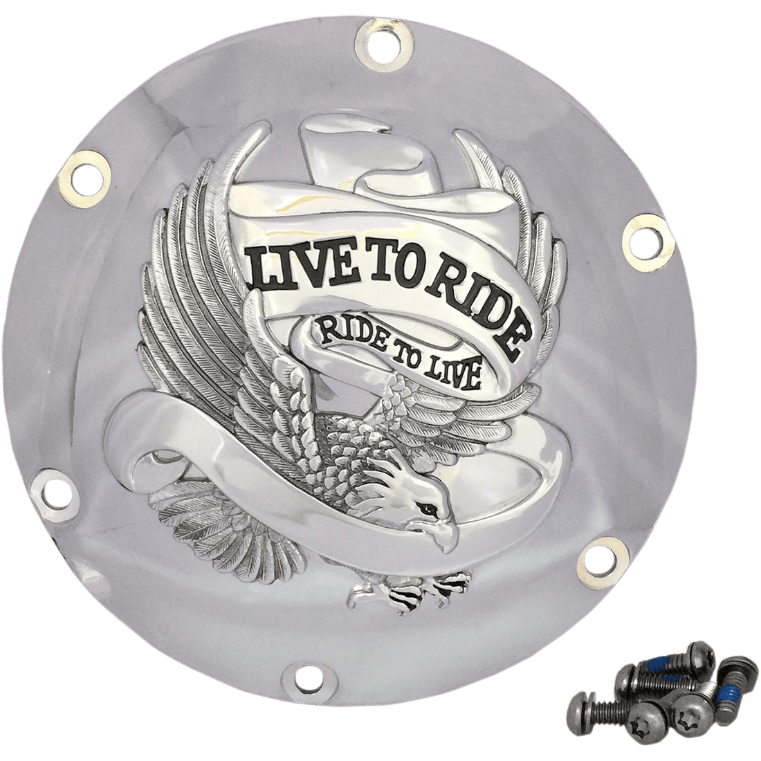 DRAG SPECIALTIES Live to Ride Derby Cover 6-Hole Chrome