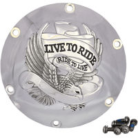 DRAG SPECIALTIES Live to Ride Derby Cover 6-Hole Chrome