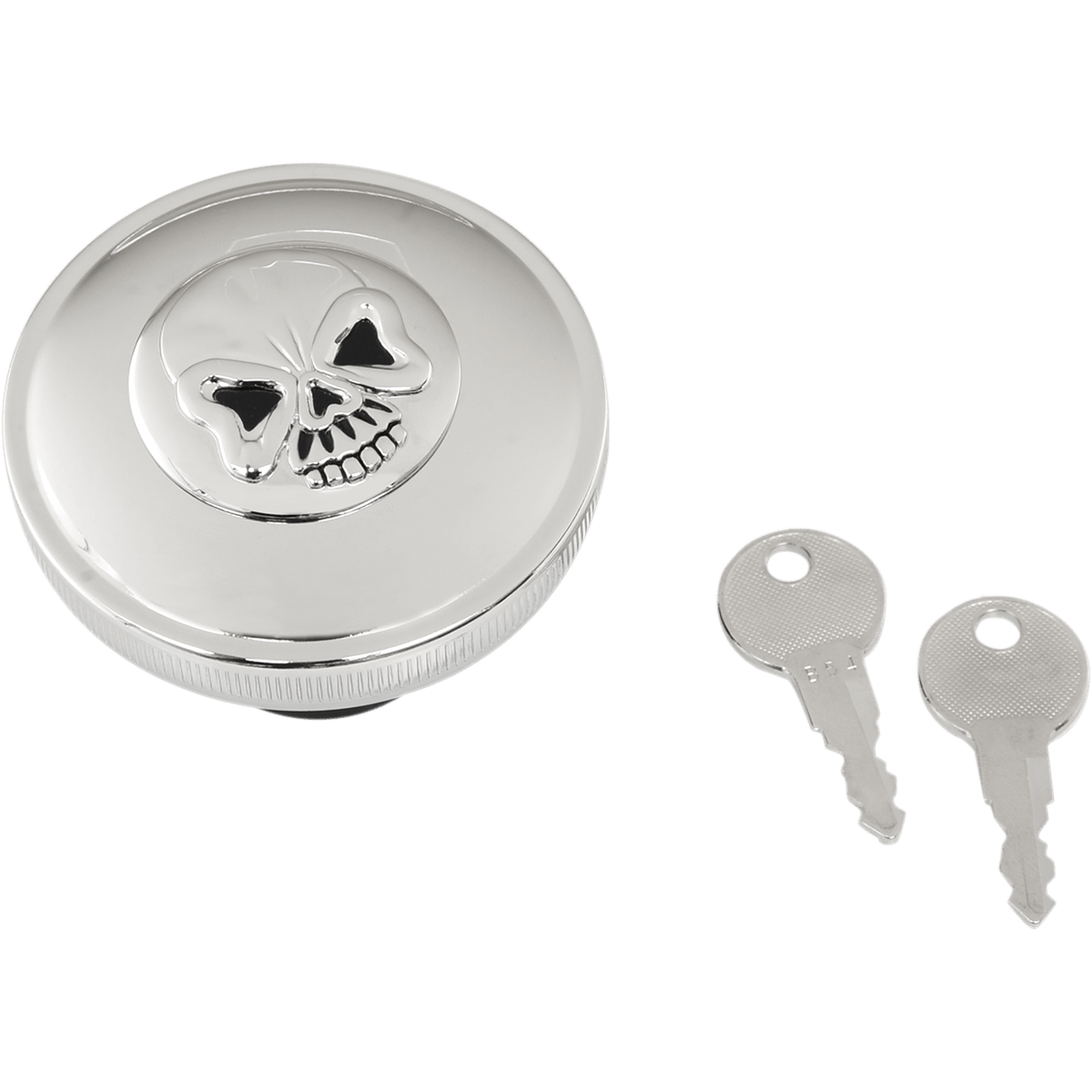 DRAG SPECIALTIES Gas Cap Vented Skull Locking Chrome