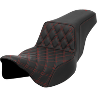 SADDLEMEN Step-Up Seat Front Lattice Stitch Red Stitch Extended Reach FLH/FLT '08-'23 A80807E172RED