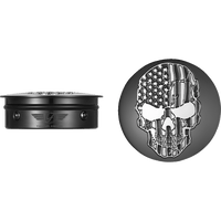 FIGURATI DESIGNS Swing Arm Covers Contrast Cut American Flag Skull Custom Black FD28BKSKULLCC