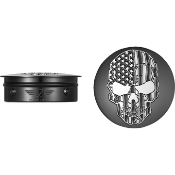 FIGURATI DESIGNS Swing Arm Covers Contrast Cut American Flag Skull Custom Black FD28BKSKULLCC