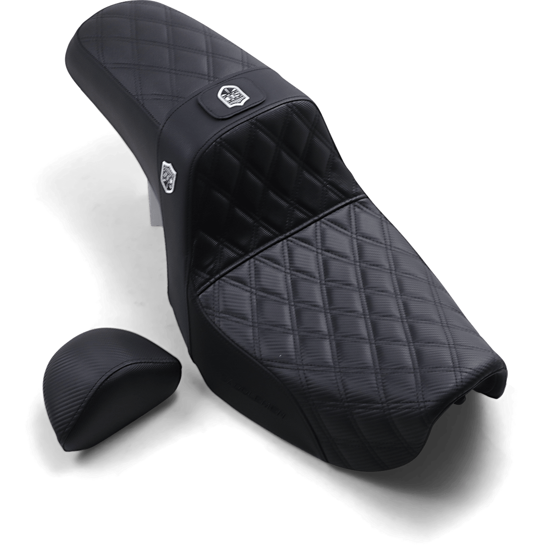 SADDLEMEN Pro Series SDC Performance Seat with Backrest Lattice Stitch/Lumbar Gripper FLD/FXD '06-'17 SC80604DBKRT